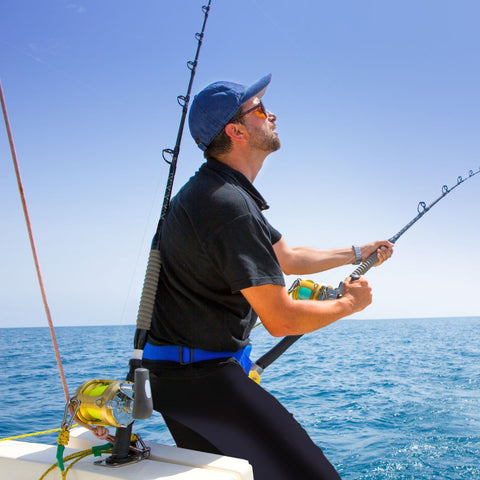 Man fishing on the ocean