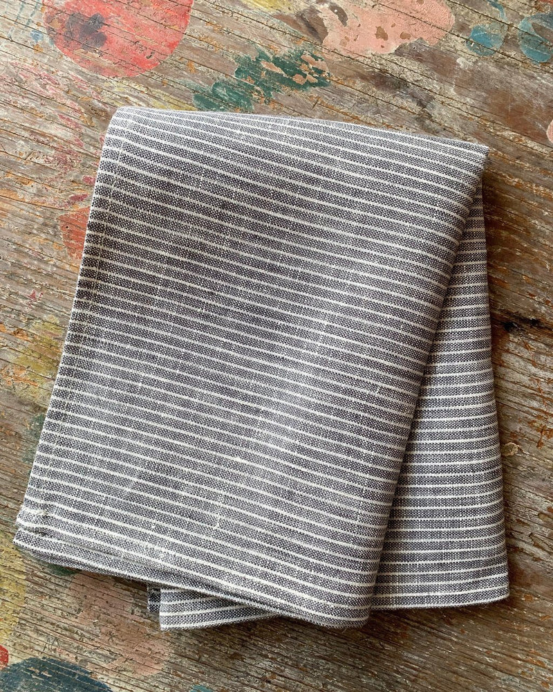 Fog Linen Thick Kitchen Cloth - Natural with Navy Accent Stripe