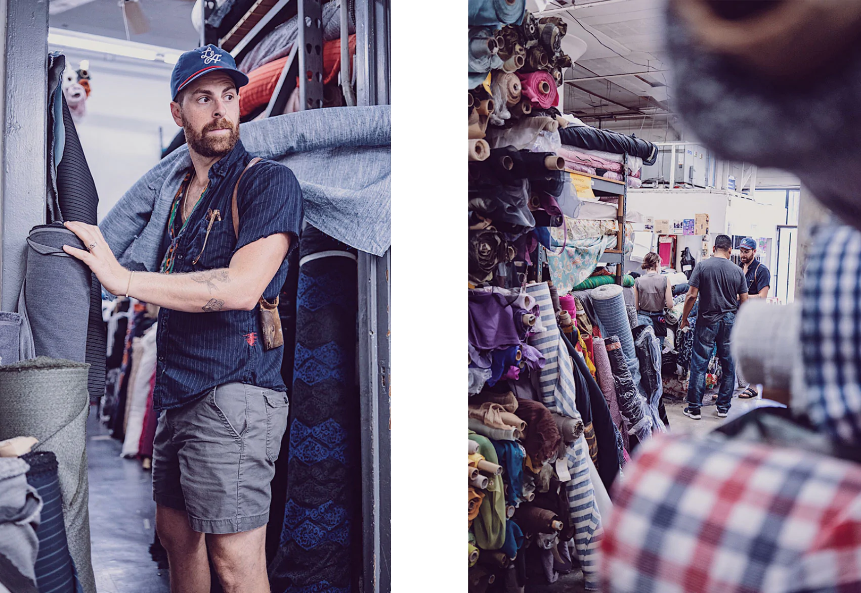 Matthew the founder late Sunday afternoon in downtown Los Angeles California buying dead stock fabric 