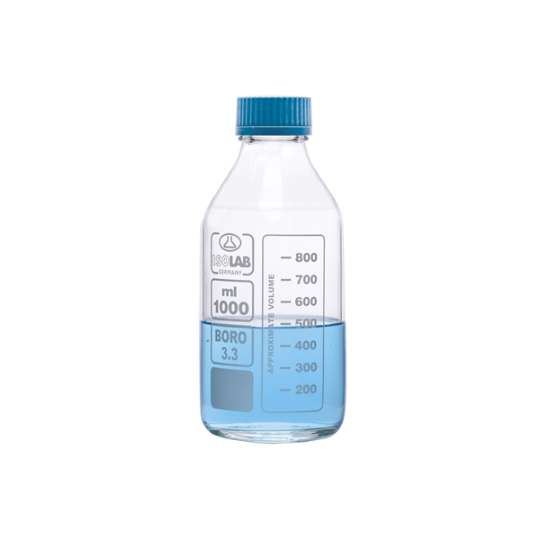 Botella de vidrio con tapa de rosca de 1000 ml. Modelo. 061.01.901 –  Científica Vela Quin S de R.L de C.V