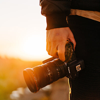 Hand holding a camera