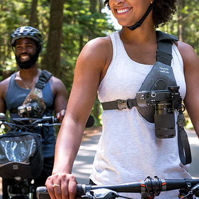 Biker wearing the Skout G2 Sling Style Harness