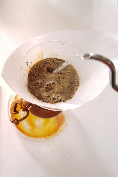 Pouring Water Over Coffee Grounds