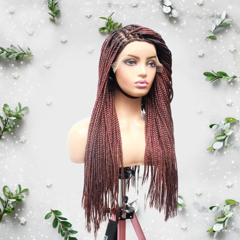 Knotless Braids- Dark Wine Lace Frontal Box Braided Wig Knotless Braids  $120 QualityHairByLawlar - Quality Hair By Lawlar