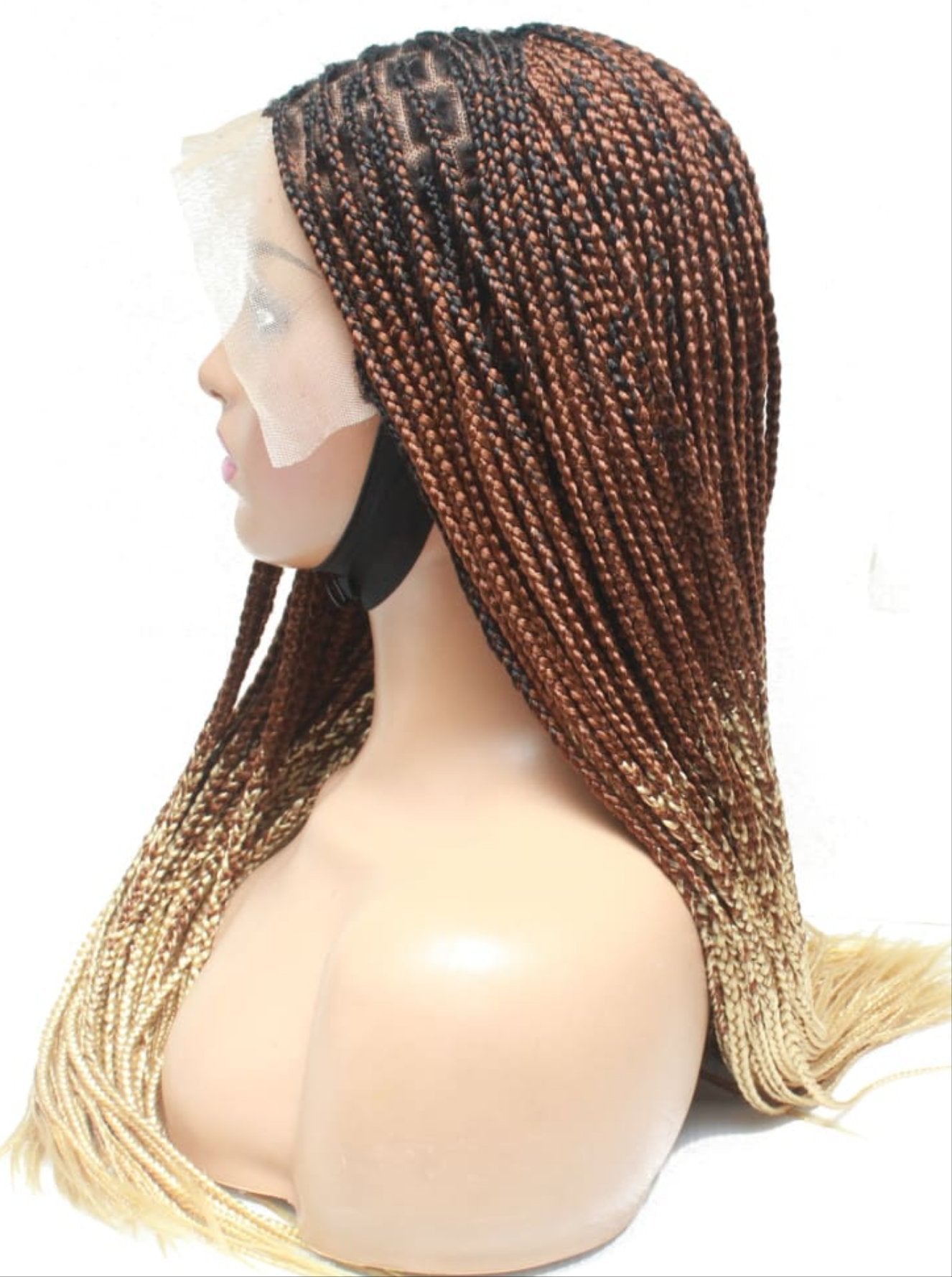 ombre knotless box braid frontal wig long brown full lace box