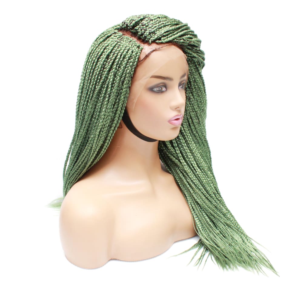 Box braids fully hand braided lace wig- lime green box braids $210  qualityhairbylawlar - Quality Hair By Lawlar