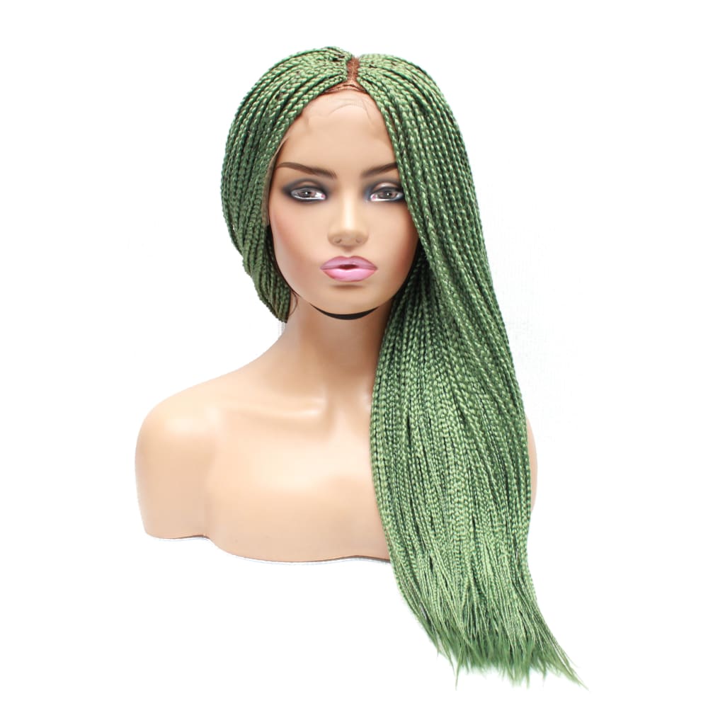 Box braids fully hand braided lace wig- lime green box braids $210  qualityhairbylawlar - Quality Hair By Lawlar