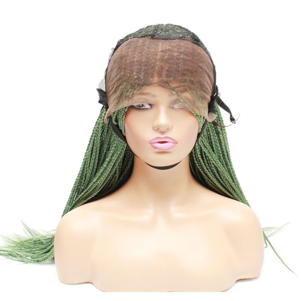 Box braids fully hand braided lace wig- lime green box braids $210