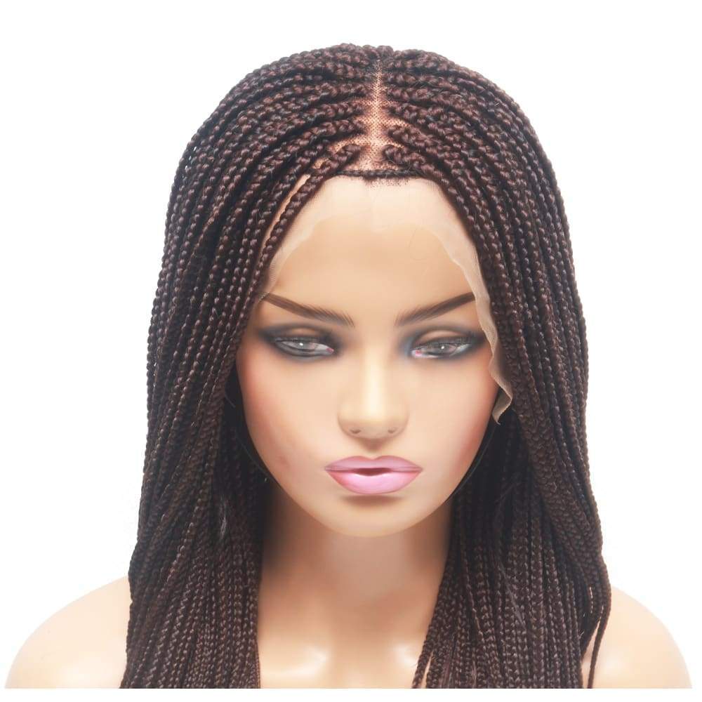 Dark Brown Lace Frontal Braided Wig- Feathers Box Braids Style Box Braids  $120 QualityHairByLawlar - Quality Hair By Lawlar