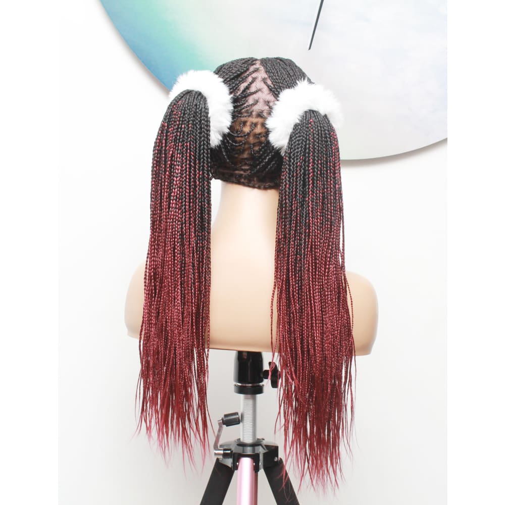 Knotless full lace box braided wig- ombre black / dark red knotless braids  $180 qualityhairbylawlar - Quality Hair By Lawlar