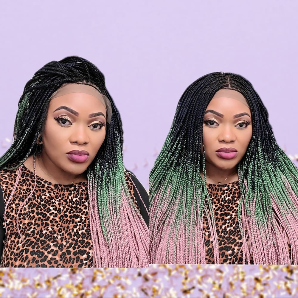 Knotless Full Lace Braided Wig  Full Lace knotless Braided Wigs UK -  Nubian Galore