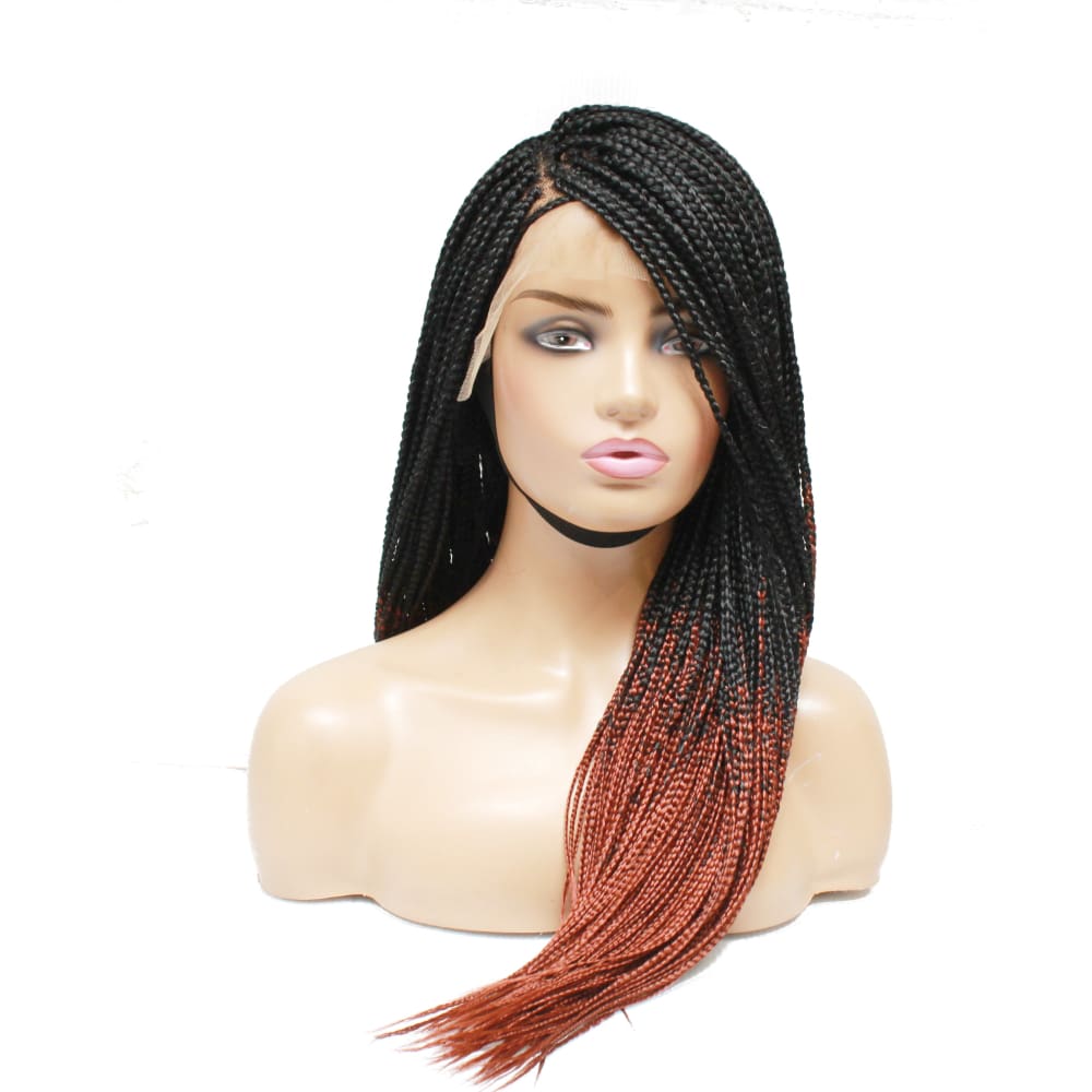 Ombre Box Braids Fully Hand Braided Lace Frontal Wig (#1/ #350)