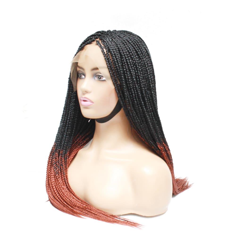 Ombre Blue Fully Hand Braided Lace Frontal Box Braids Wig