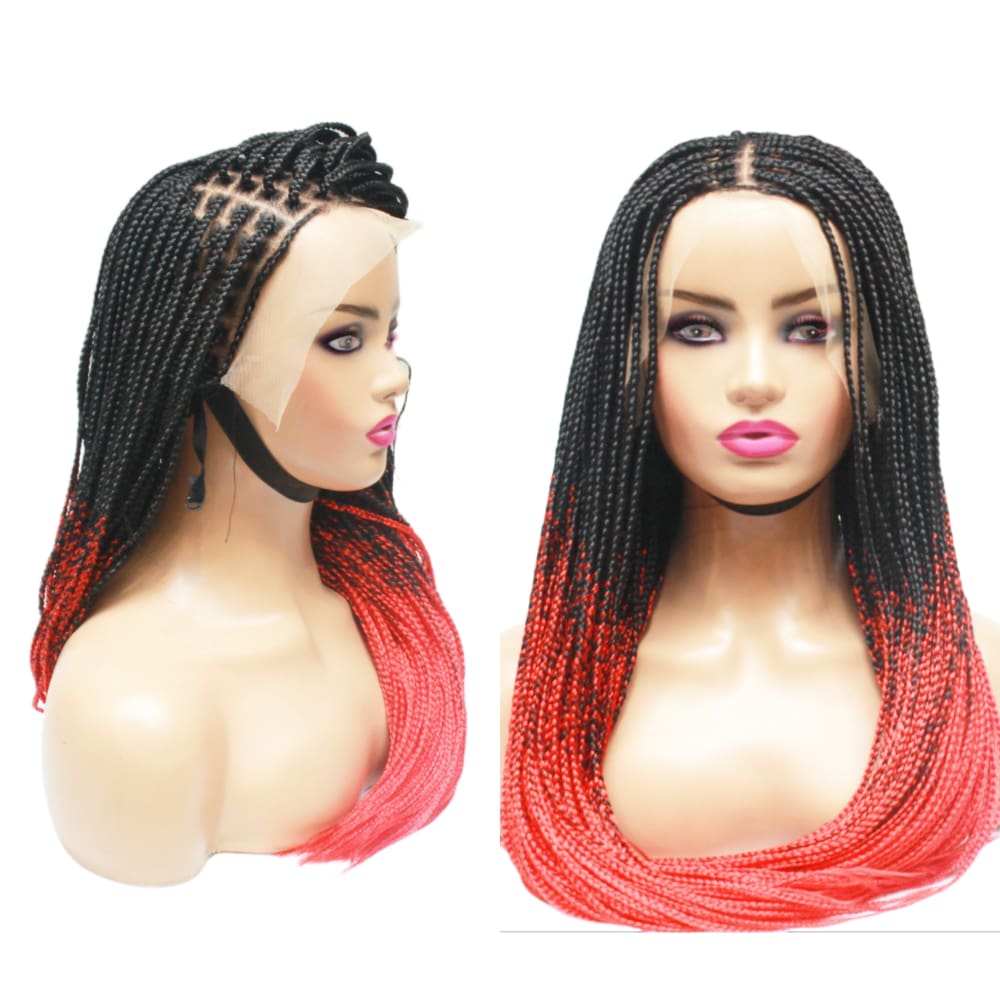 Ombre Box Braids Fully Hand Braided Lace Frontal Wig (#1/ #35) Box