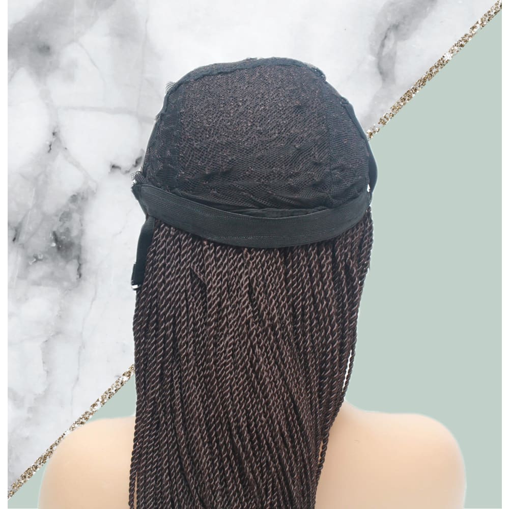 Senegalese twist fully hand braided lace wig- brown senegalese