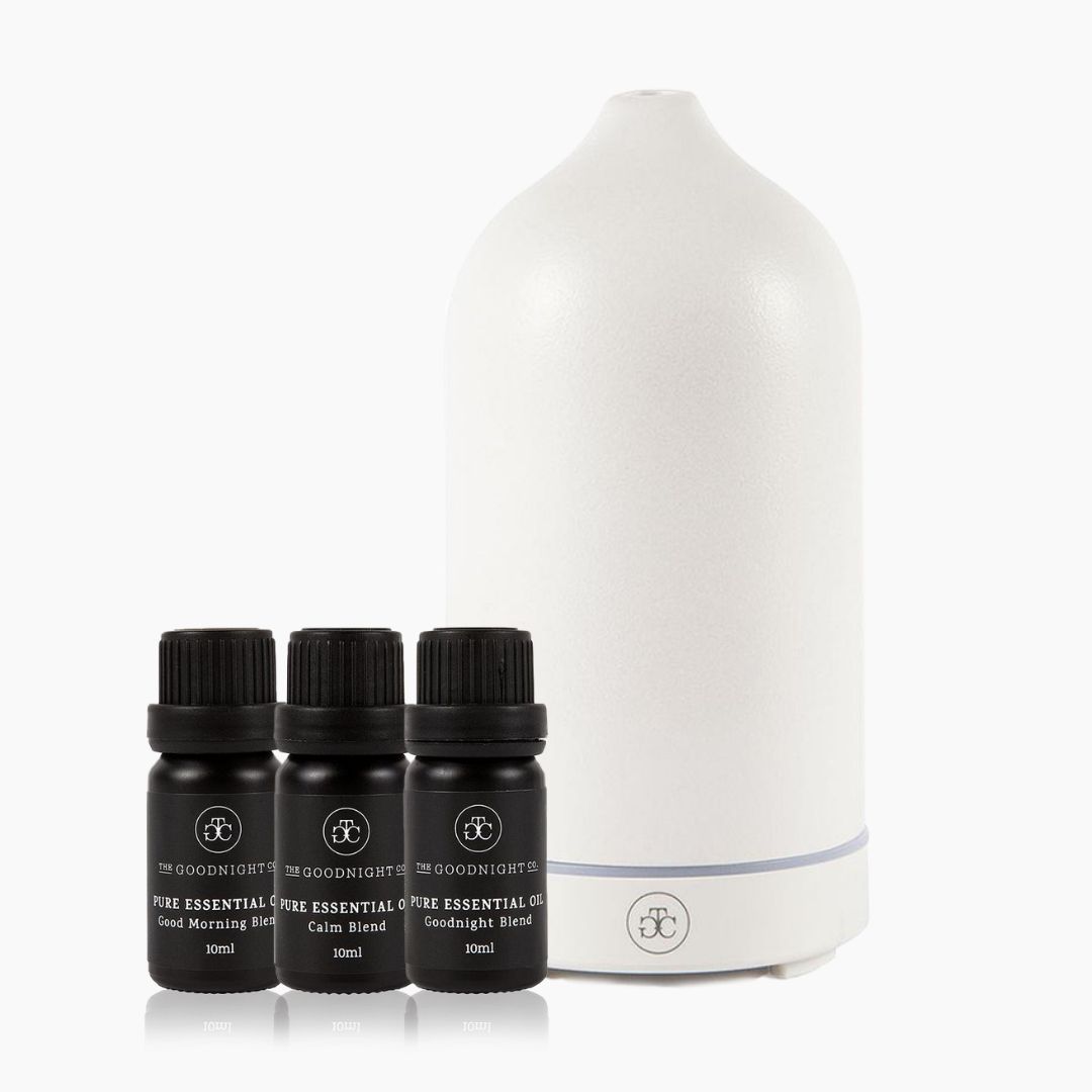 Ceramic Diffuser & Essential Oils Kit - White