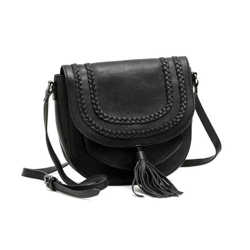 Stella & Gemma Alexa Black Leather Tassel Handbag | KOOP | — Koop