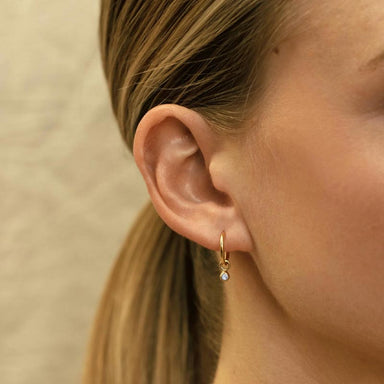 9ct, Pave Diamond Huggie Earrings Tdw=.50ct | Goldmark (NZ)