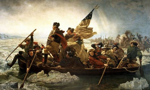 George Washington in his Tricorn Hat crossing teh Delaware River