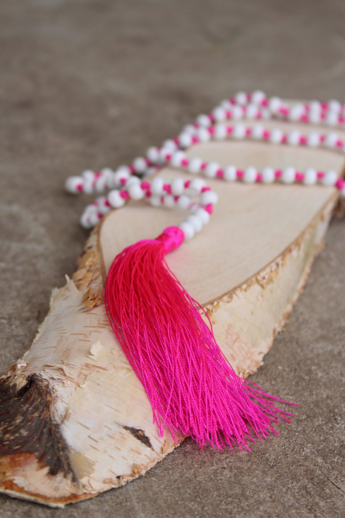 Hot Pink Beaded Tassel Necklace - Simply BKC