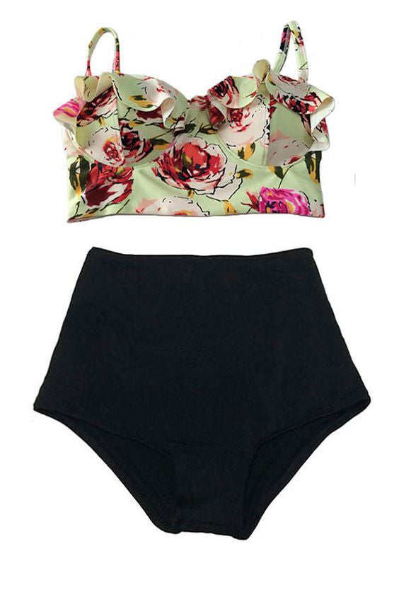 High Waist Floral Swimsuit - Simply BKC