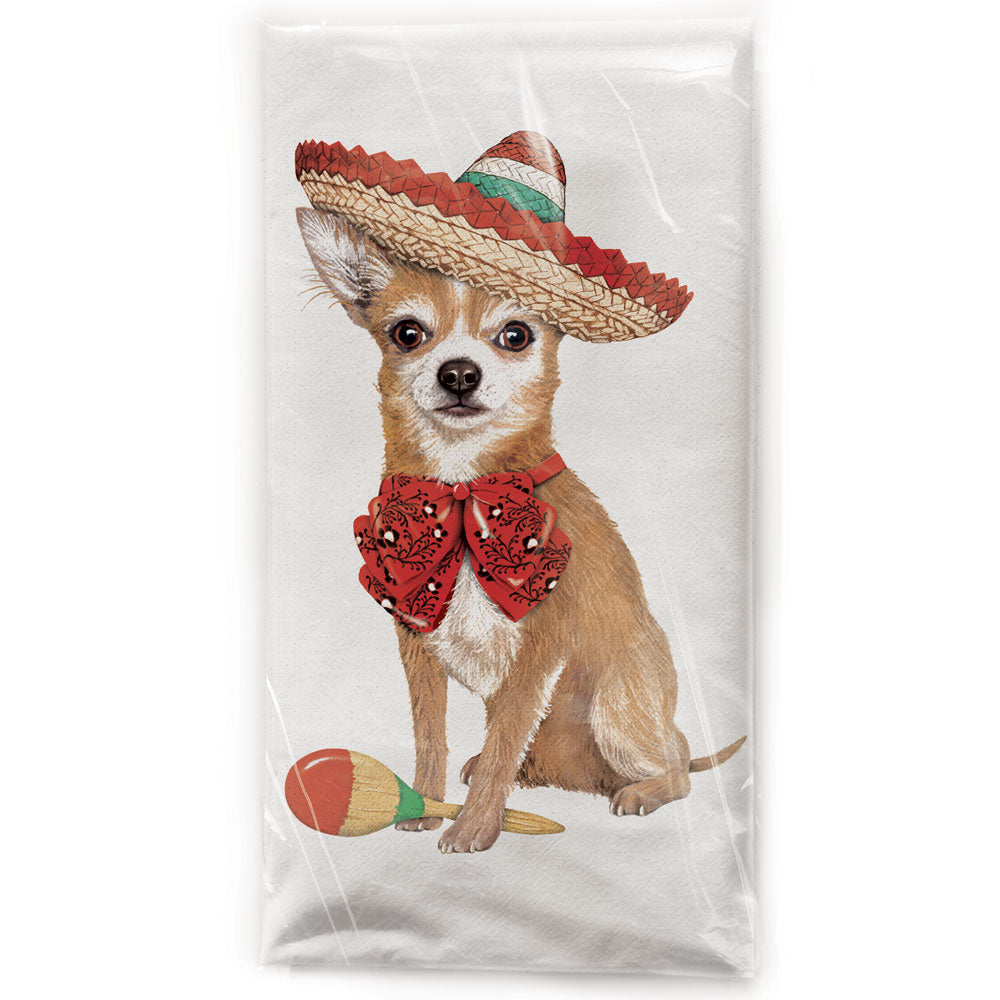 Mary Lake-Thompson Chihuahua Sombrero Cotton Flour Sack Kitchen Towel ...
