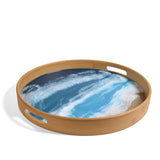 Lynn & Liana Bamboo and Resin 15.5-inch Round Serving Tray, Ocean Vibes