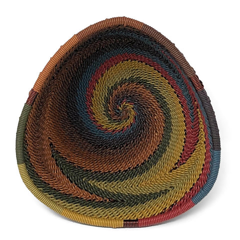 African Fair Trade Zulu Telephone Wire 4.5-inch Small Triangle Basket, Painted Desert