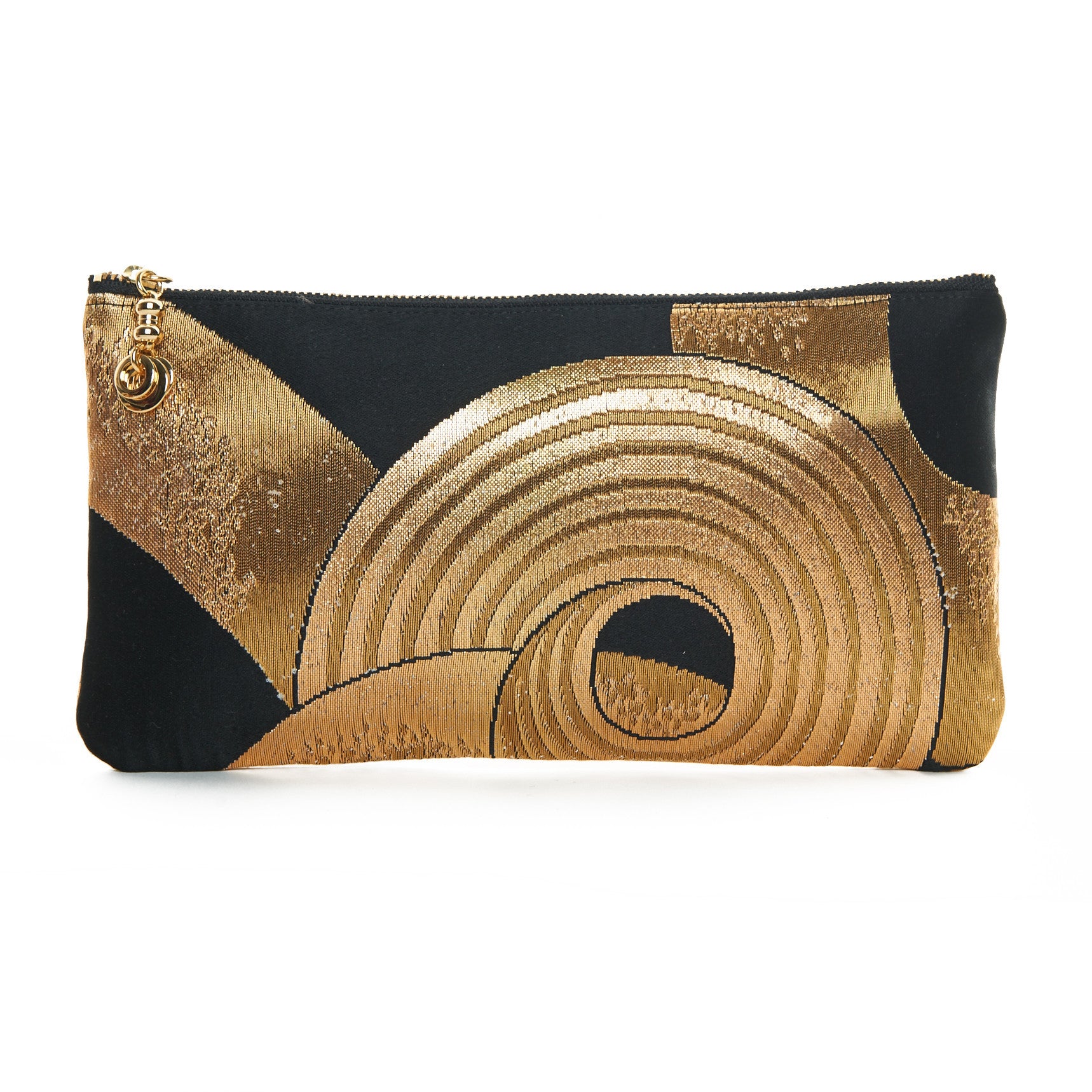 navy blue and gold clutch