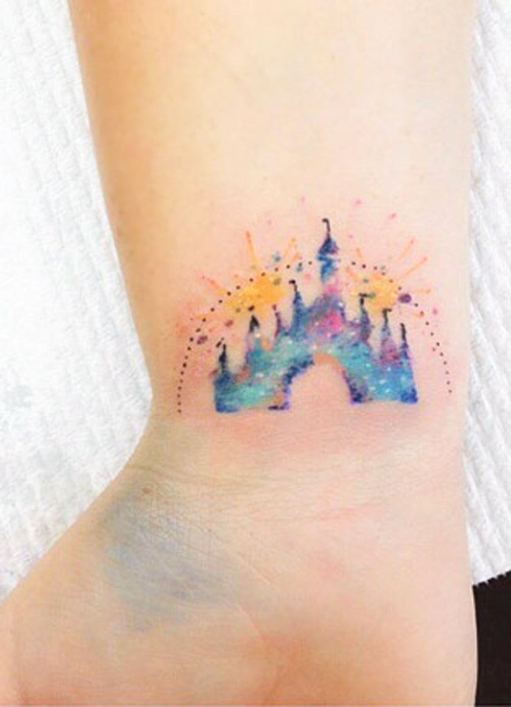 Disney Castle Watercolor Tattoo - MyBodiArt.com