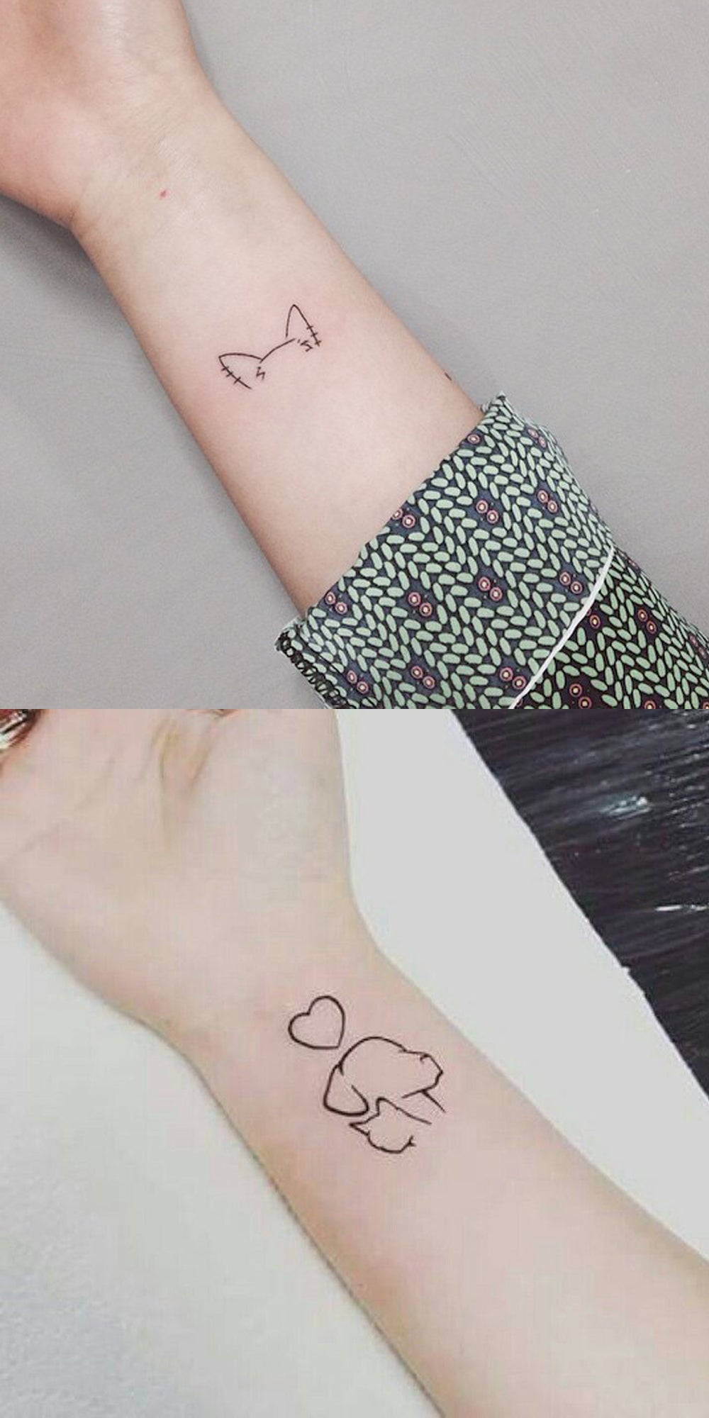 Cute Small Minimal Cat Dog Outline Wrist Tattoo Ideas for Women -  Lindo pequeño gato mínimo contorno del perro muñeca Ideas del tatuaje para las mujeres - www.MyBodiArt.com