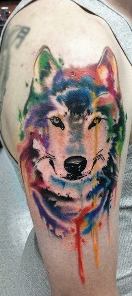 Watercolor Wolf Tattoo Ideas - MyBodiArt.com