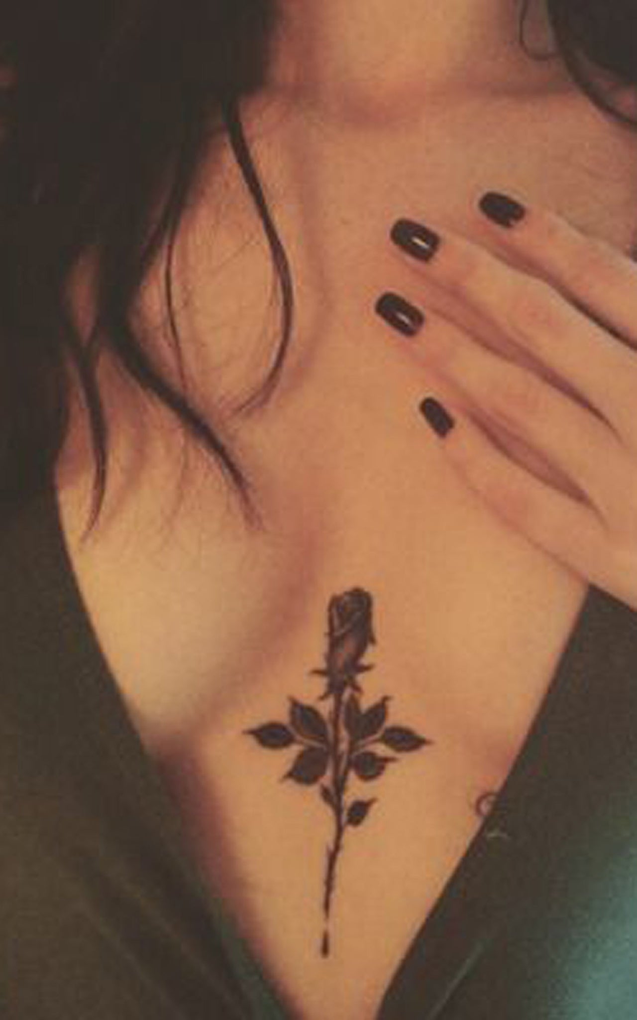 Feminine Rose Sternum Tattoo Ideas at MyBodiArt.com - Floral Flower Boob Womens Tatt 