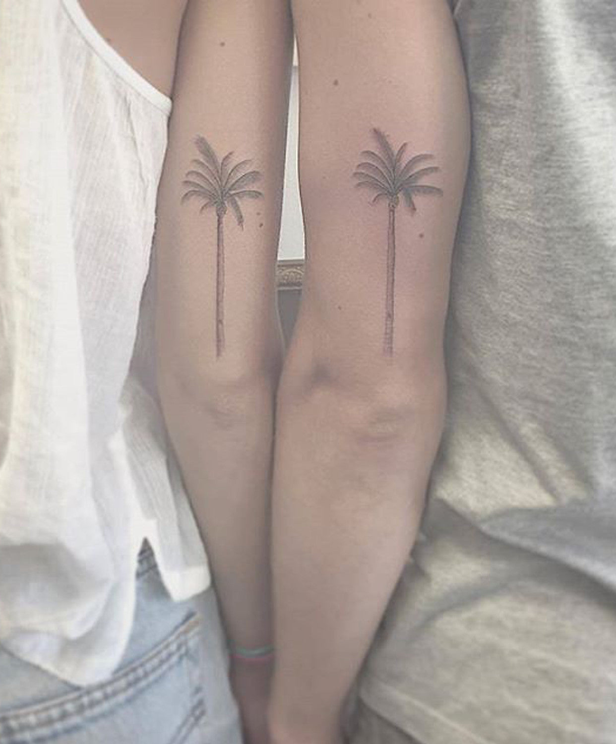 Small Unique Couple Tattoo Ideas - Womens Tricep Tats - Cute Palm Tree Tat - MyBodiArt.com