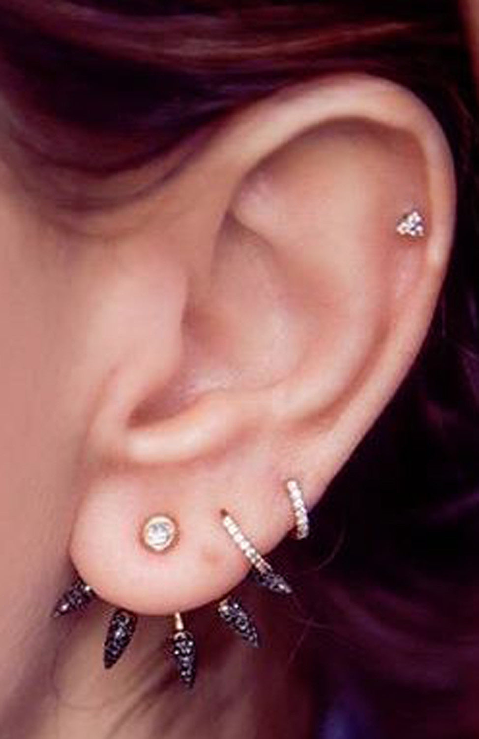 Simple Minimalistic Ear Piercing Ideas - Cool Unique Ear Jacket Earrings - Cartilage Helix Earring Jewelry Stud at MyBodiArt.com
