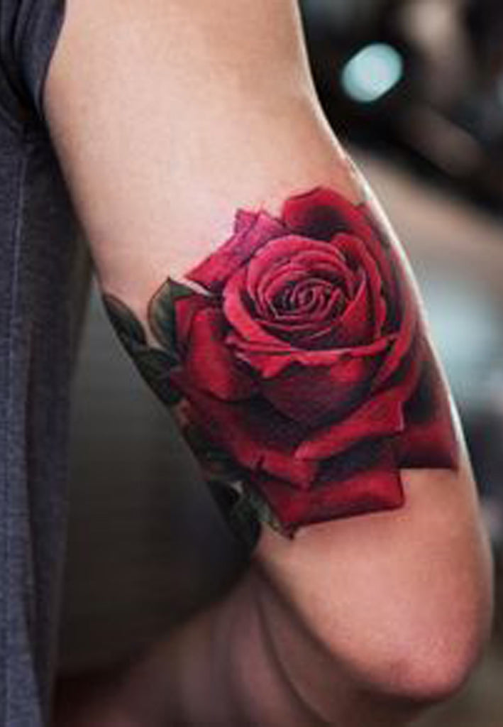 Beautiful Realistic Watercolor Red Rose Floral Flower Arm Tattoo Ideas -  ideas de acuarela tatuaje de la flor para las mujeres - www.MyBodiArt.com