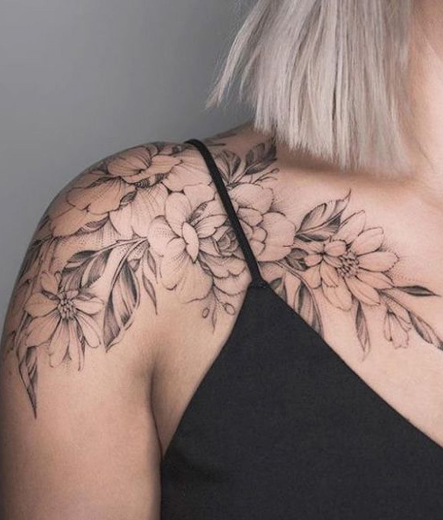 Beautiful Wild Rose Shoulder Tattoo Ideas for Women -  Ideas hermosas del tatuaje del hombro de Rose salvaje para las mujeres - www.MyBodiArt.com 