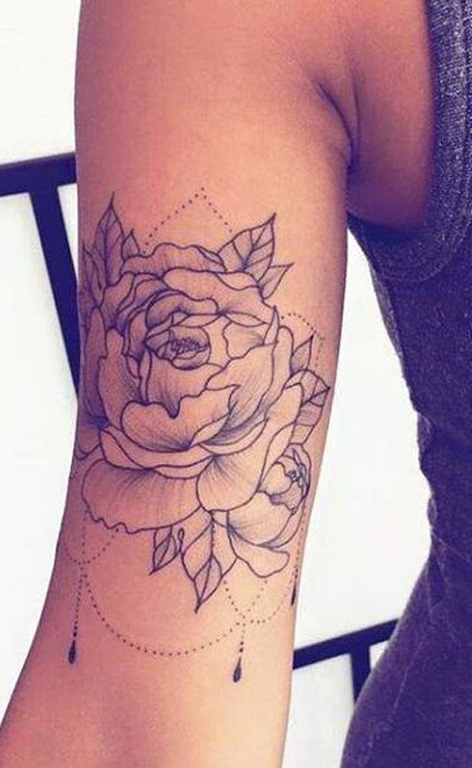Black Rose Arm Tattoo Ideas - Bicep Tat - MyBodiArt.com