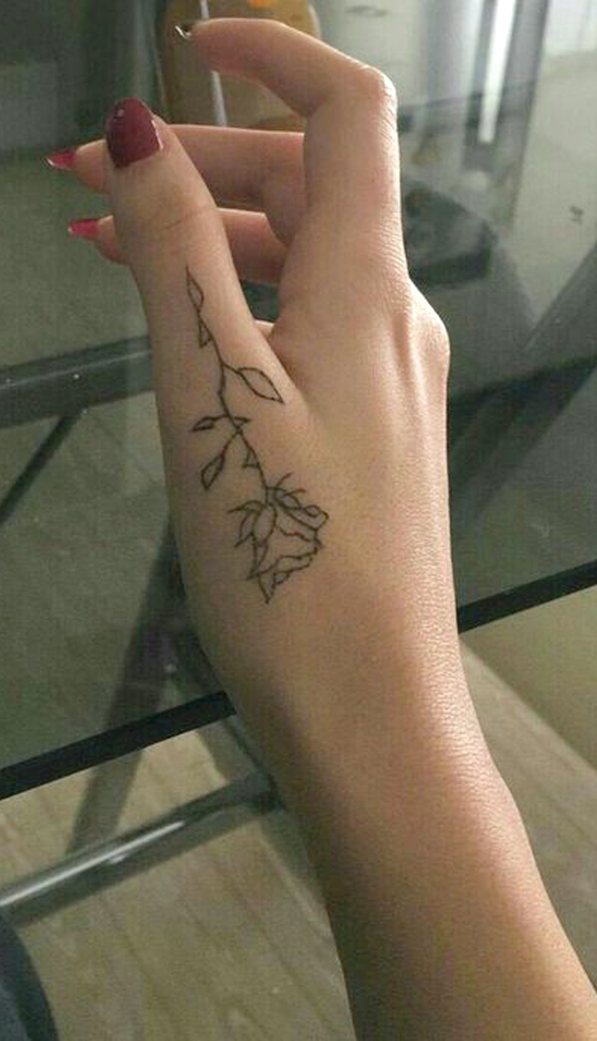 Small Black Rose Finger Tattoo Ideas for Women - Floral Flower Outline Hand Tat - www.MyBodiArt.com