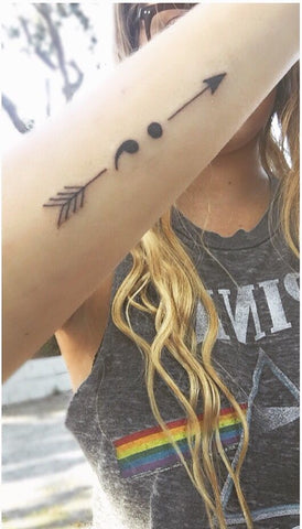 Semicolon Arrow Forearm Tattoo at MyBodiArt