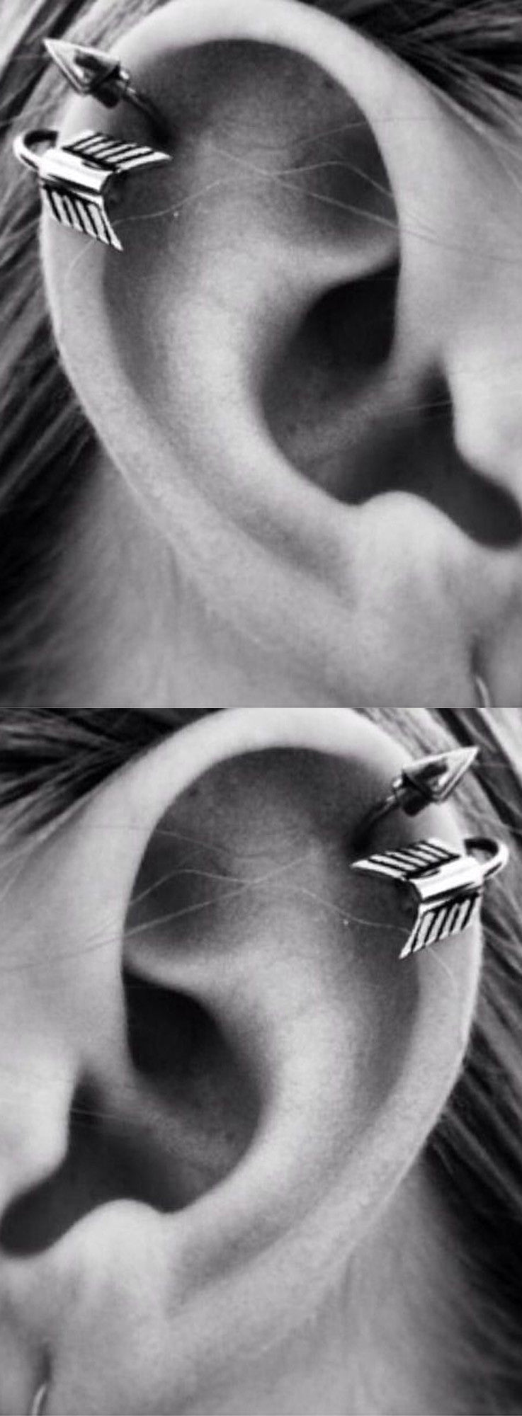 Creative Ear Piercing Ideas - All the Way Up Cartilage Piercing Hoop - Arrow Spiral Earring 16G 