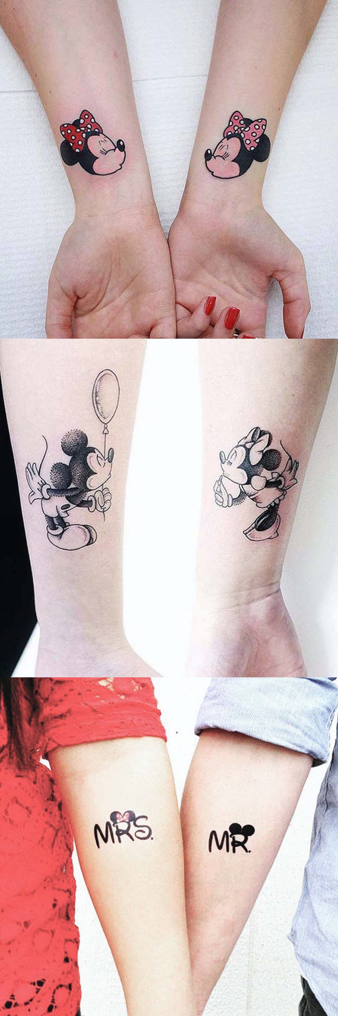 Mickey Mouse Couple Wrist Arm Tattoo Ideas for Boyfriend Girlfriend Minnie Mouse - www.MyBodiArt.com