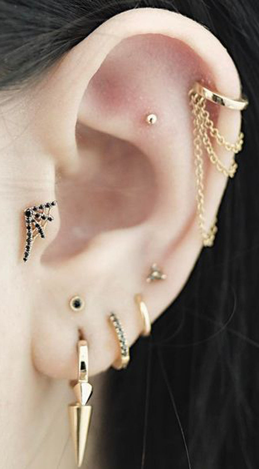 Unique Cool Ear Piercing Ideas at MyBodiArt.com - Cartilage Helix Hoop Rings Tragus Stud 