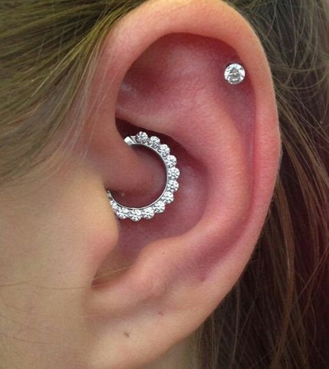 Daith Rook Crystal Clicker Earring Piercing Jewelry 16G at MyBodiArt.com