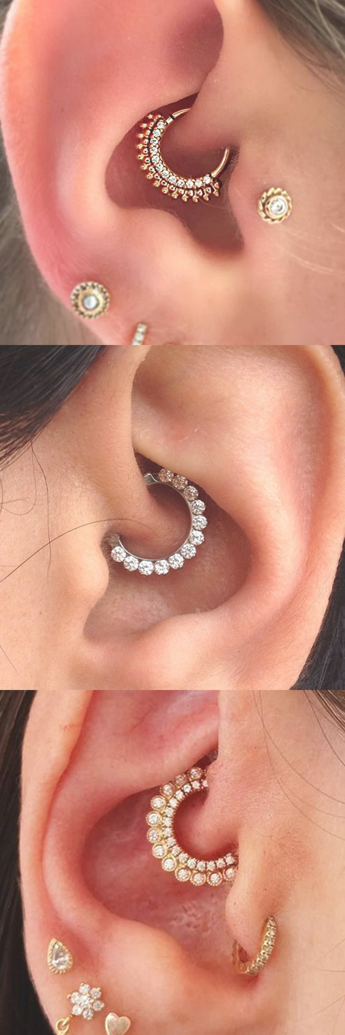 2017 Trendy Ear Piercing Ideas at MyBodiArt.com - Daith Piercing Jewelry Earring Gold Silver 16G - Tragus Stud 