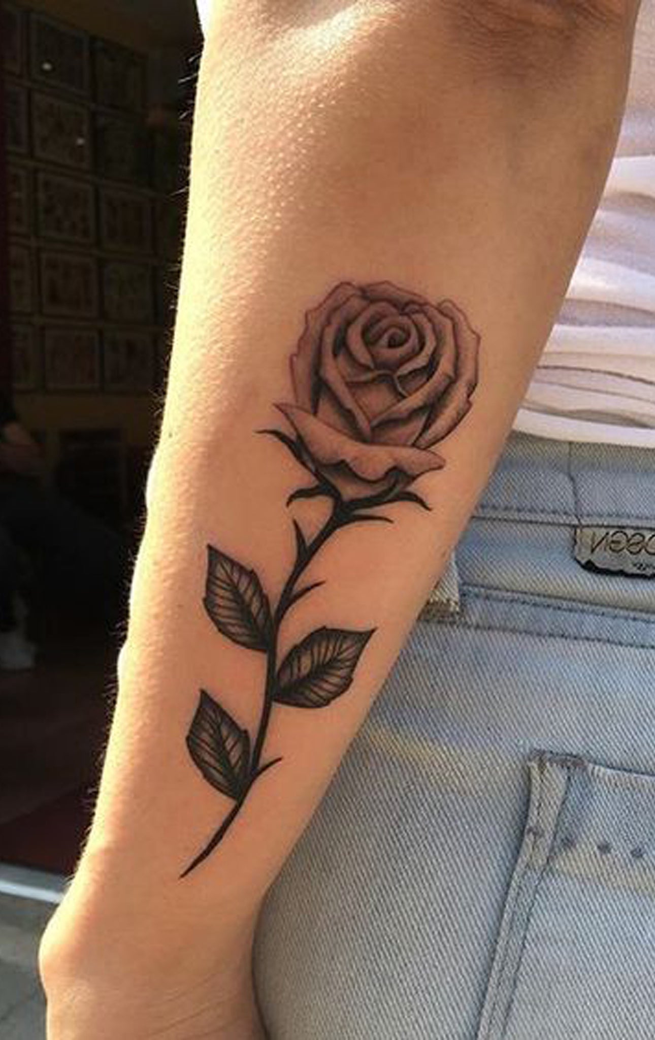 Realistic Single Rose  Forearm Tattoo  Ideas for Women 