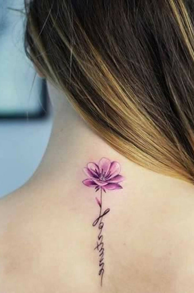 Unique Rose Script Quote Spine Tattoo Ideas for Women - www.MyBodiArt.com