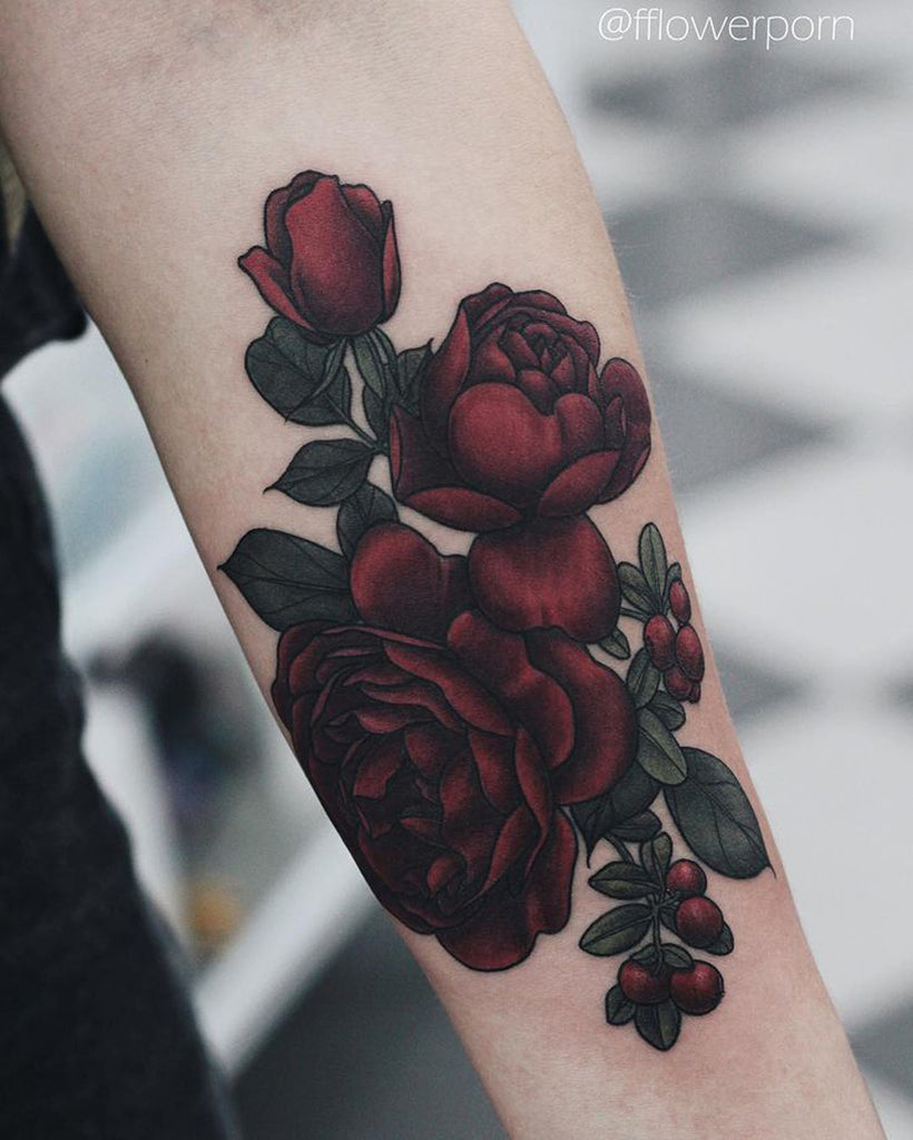 Rose Tattoo Sleeve Arm Wrist - MyBodiArt.com