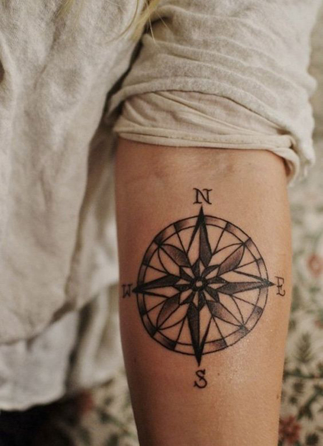 Geometric Compass Wrist Forearm Tattoo - MyBodiArt.com