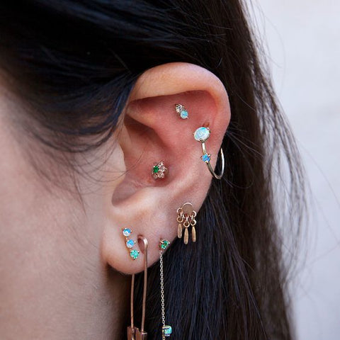 Opal Multiple Ear Piercing Jewelry at MyBodiArt 